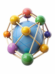 Obraz premium Colorful Business Network Nodes Creating Globe Symbolizing Global Connections