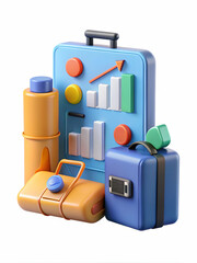 Financial Analyst Tracking Travel Expenses with Digital Art Background