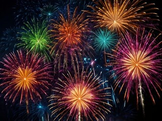 Fototapeta premium abstract colorful bright fireworks background for celebrate