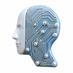 Close Up of Circuit Board Shaping Human Face with Copy Space for Technology Identity