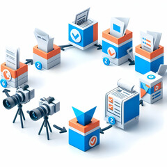 3D Origami Ballot Transformation Election Concept Icon White Background