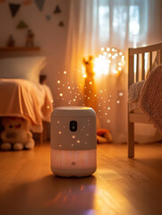 Smart Air Quality Monitor in a Cozy Nursery Setting
