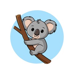 cute cartoon style Koala Bear on a branch