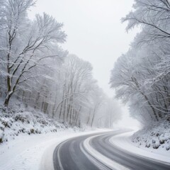 Beauty of winter landscape, fabulous winter landscape with track in winter forest