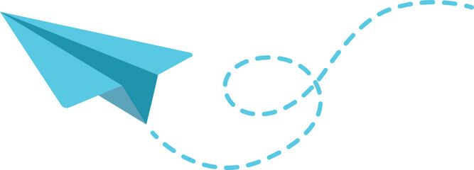 Blue Paper Plane with Dotted Flight Paths