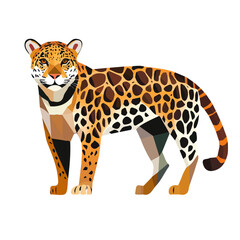 Simple Design of a Jaguar Full Body Geometry Vector Illustration | Bold and Creative Animal Art

