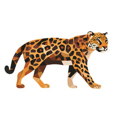 Simple Design of a Jaguar Full Body Geometry Vector Illustration | Bold and Creative Animal Art
