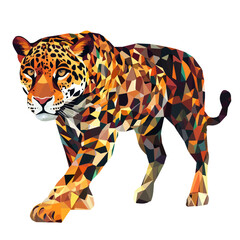 Simple Design of a Jaguar Full Body Geometry Vector Illustration | Bold and Creative Animal Art
