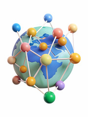 Obraz premium Abstract Colorful Map with Interconnected Points and Copy Space for Global Connections