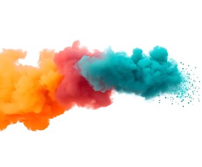Colorful smoke explosion on a plain background