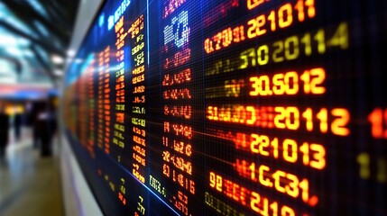 Fototapeta premium Colorful Digital Stock Market Display with Clear Information Lines