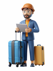 Travel Consultant Negotiating Travel Packages with Clients on Desk Plain Background