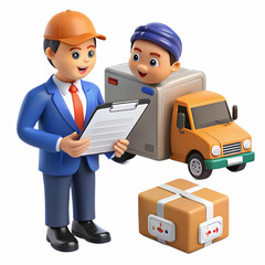 Obraz premium Close Up Logistics Manager Negotiating Shipping Rates Macro Shot with Tablet and Documents