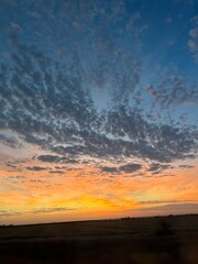 Sunset over a rural landscape