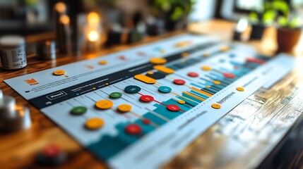 Creative project management infographic with vibrant charts and clean icons isolated on a transparent background for business strategies