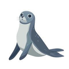 Simple Geometric Seal Full Body – Smooth Vector Illustration with Original Colors  
