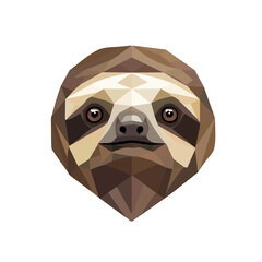 Simple Geometric Sloth Head – Stylish Vector Illustration with Original Colors  
