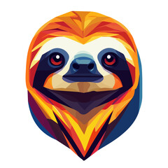 Simple Geometric Sloth Head – Stylish Vector Illustration with Original Colors  
