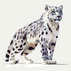 Simple Geometric Snow Leopard Full Body – Striking Vector Illustration with Original Colors  
