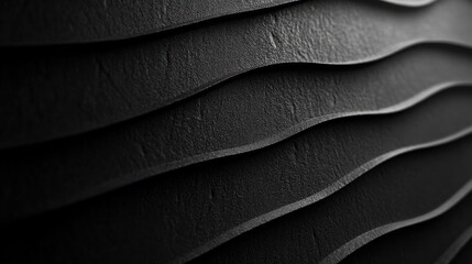 Fototapeta premium Black textured waves creating abstract layered surface