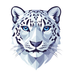 Simple Geometric Snow Leopard Head – Bold Vector Illustration with Original Colors  
