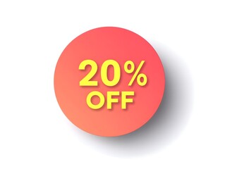 A red circular sticker with the text "20% OFF" in bold yellow font on a plain white background