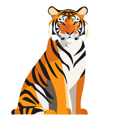 Simple Geometric Tiger Full Body – Bold Vector Illustration with Original Colors  
