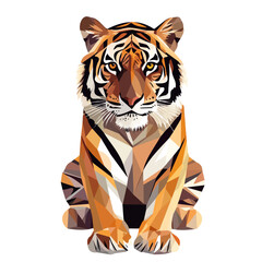 Simple Geometric Tiger Full Body – Bold Vector Illustration with Original Colors  
