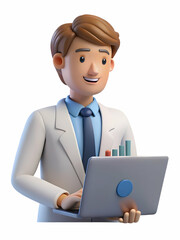 Medical Office Manager Negotiating Supplier Rates with Abstract Background