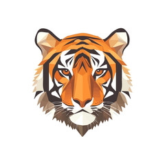 Simple Geometric Tiger Head – Bold Vector Illustration with Original Colors  
