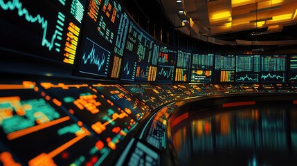 Naklejka premium Vibrant Digital Stock Market Display with Real-Time Data Insights