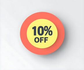 A red circular sticker with the text "10% OFF" in bold yellow font on a plain white background