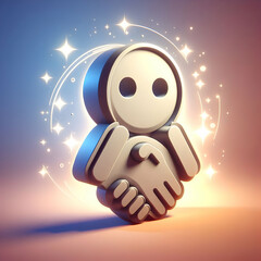 Fototapeta premium 3D Handshake Silhouette on Gradient Background with Copy Space for Text Overlay