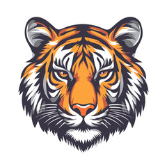 Simple Geometric Tiger Head – Bold Vector Illustration with Original Colors  
