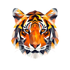 Simple Geometric Tiger Head – Bold Vector Illustration with Original Colors  
