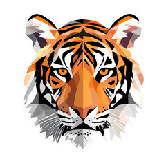 Simple Geometric Tiger Head – Bold Vector Illustration with Original Colors  

