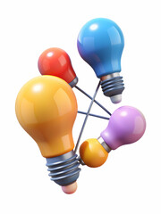 Colorful Light Bulbs Connected Innovation Concept Abstract Image Copy Space