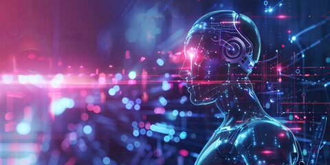 Fototapeta premium Futuristic Augmented Intelligence, Cybernetic AI Vision Concept