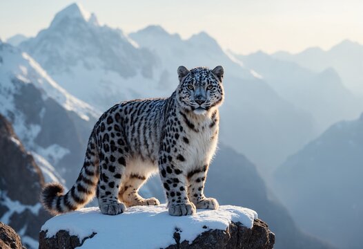 The snow leopard is a species of large cat in the genus Panthera of the family Felidae. The species is native to the mountain ranges of Central and South Asia.