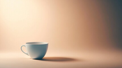 A Single White Mug Sits On A Beige Surface