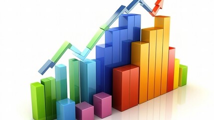 Vivid Financial Growth Chart with Colorful Layers and Data Trends