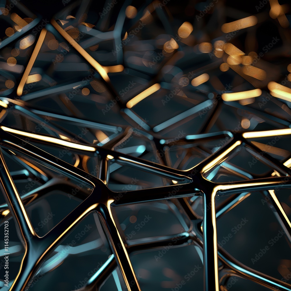 Poster abstract network structure with glowing lines and dark background