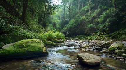A panoramic vista highlighting abundant natural resources where clear streams healthy forests and mineral-rich soils foster enduring vitality 