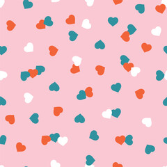 Heart Confetti Abstract Seamless Pattern. Love Colorful Background with Hearts for Valentine's day or Birthday.	
