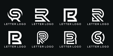 collection of letter RS SR logo design for business technology