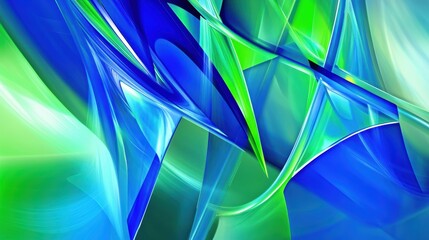Obraz premium Vibrant Abstract Blue and Green Design with Flowing Light Patterns