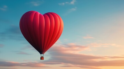 Fototapeta premium Romantic Heart Shaped Hot Air Balloon Sunrise Flight