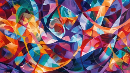Abstract Colorful Swirls and Shapes in Vibrant Digital Art
