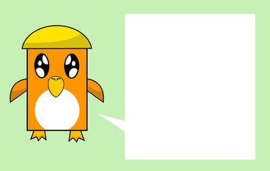 penguin with blank banner. illustration.