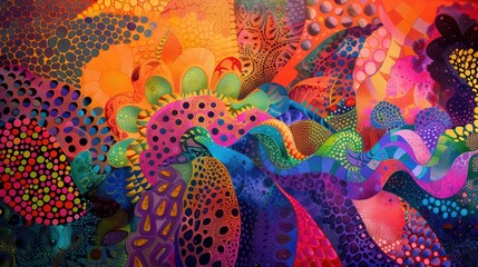 Fototapeta premium Vibrant Abstract Artwork with Colorful Patterns and Textures